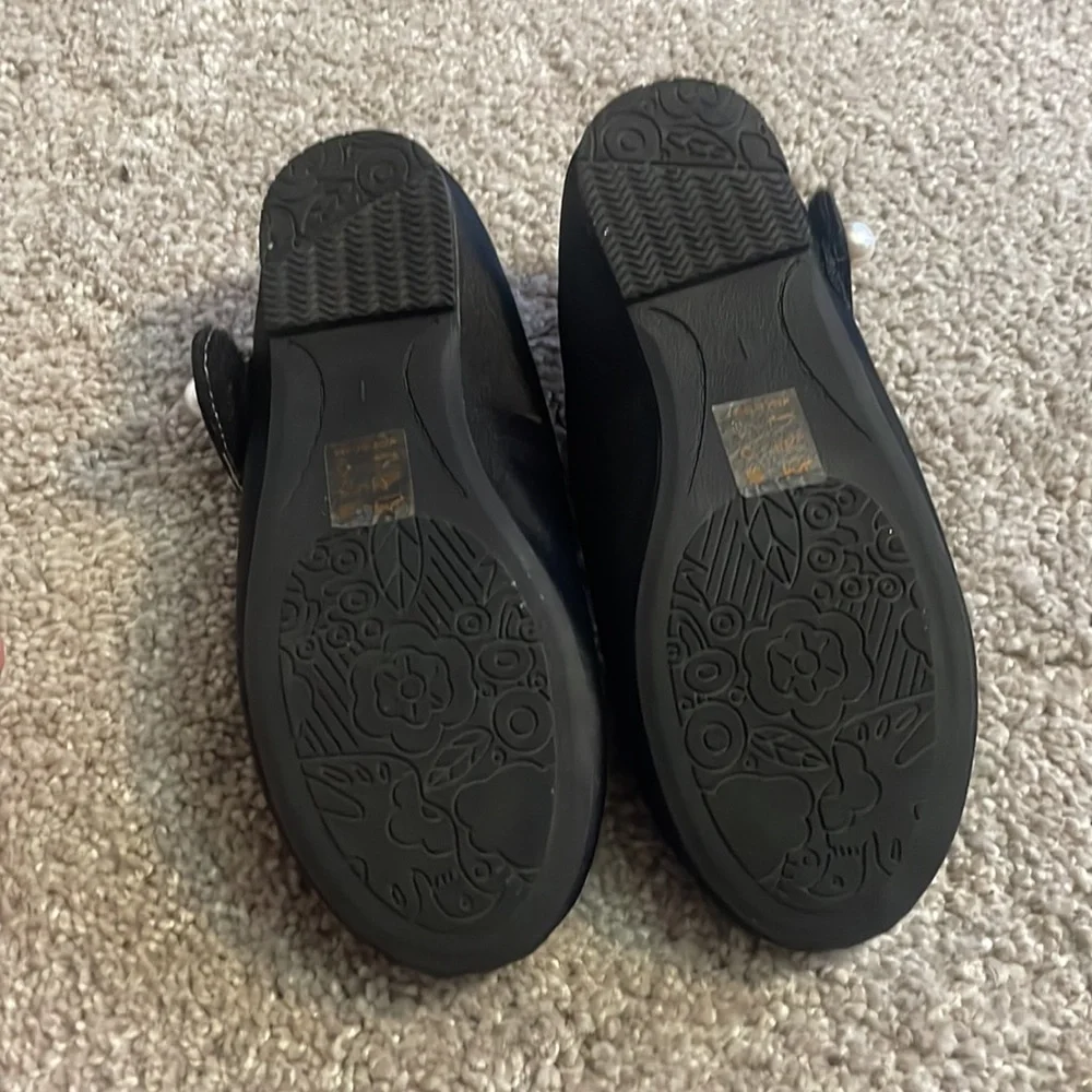 Funky monkey black satin shoes ballet flats with pearls size 1